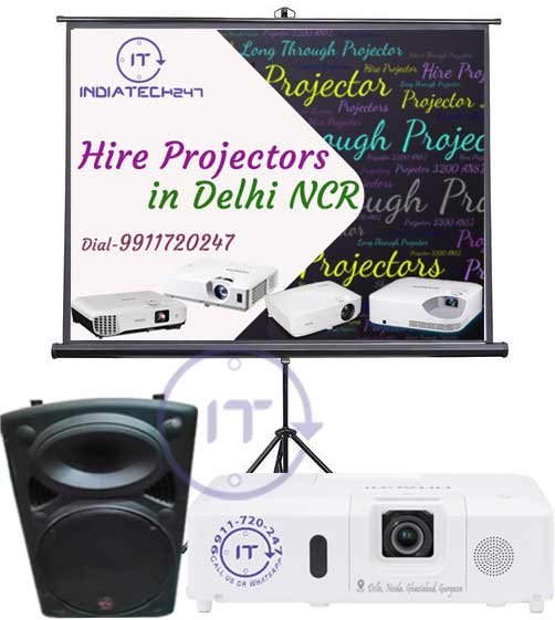 projector screen and speaker on rent in Noida